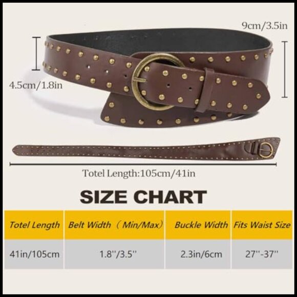 Vintage Thick Wide Leather Belt Chunky Waist Belt for Dress Jeans